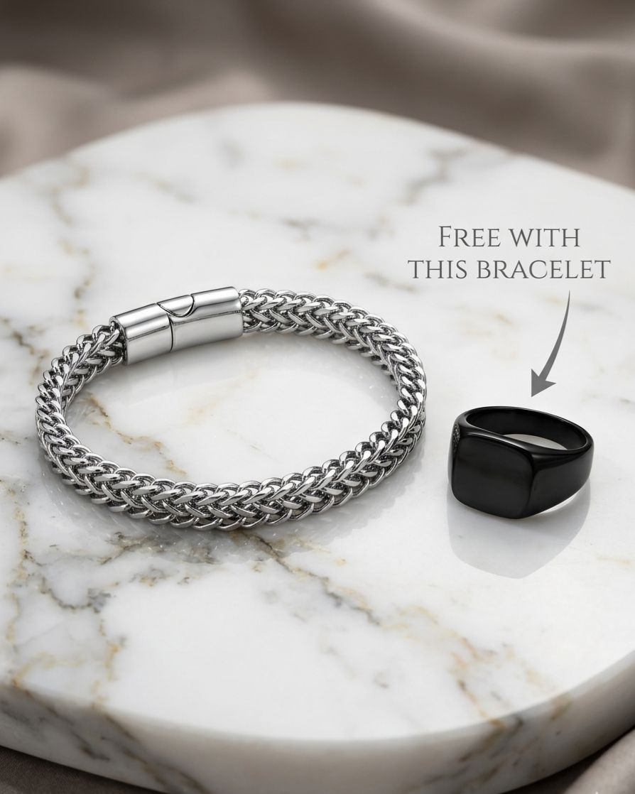 Double-Row Braid Franco Stainless Steel Bracelet