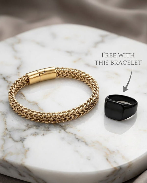 Double-Row Braid Franco Stainless Steel Bracelet