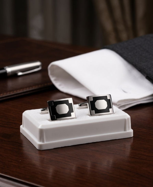 The Apex Onyx & Silver Interlock Cufflinks