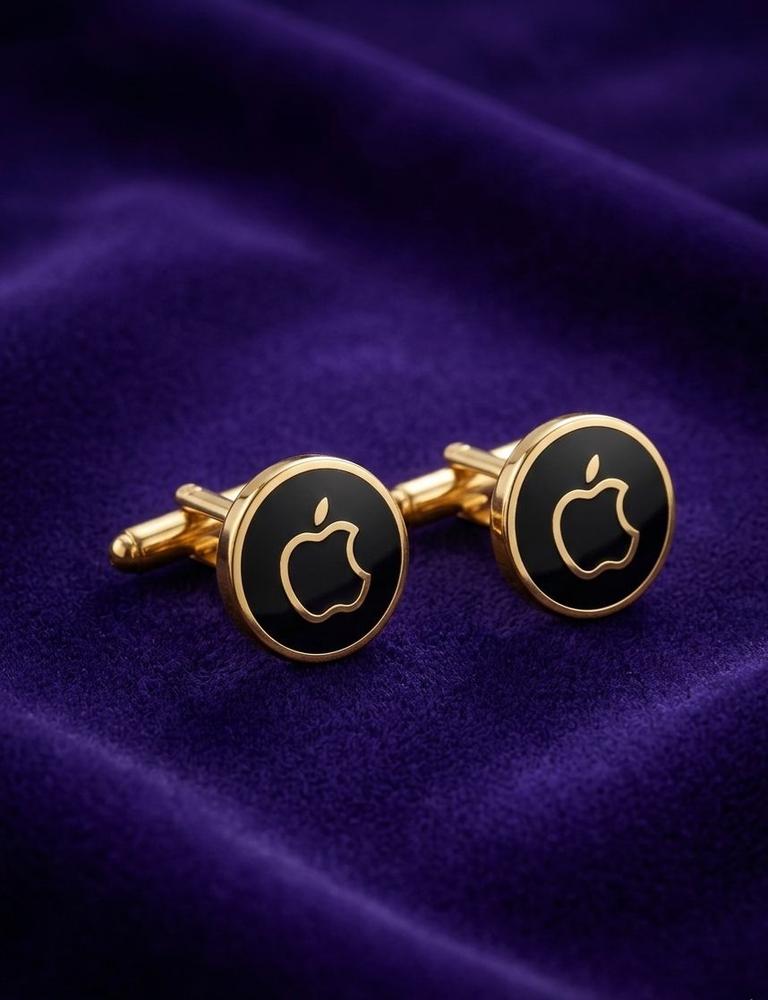 The Executive Apple Gold and Onyx Cufflinks
