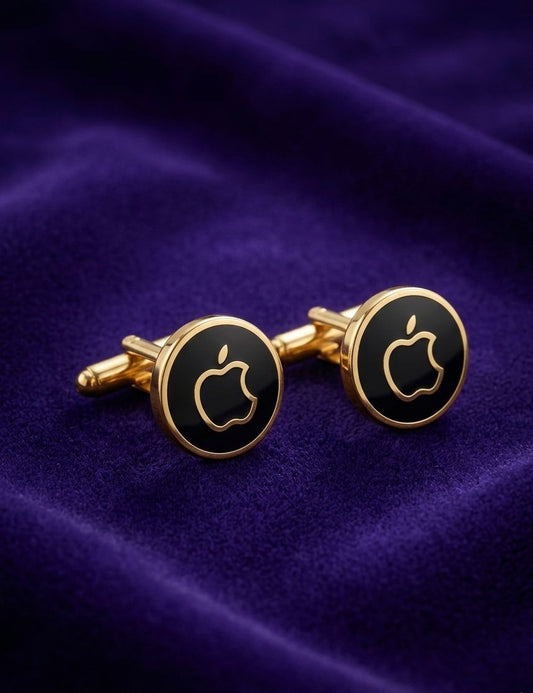 The Executive Apple Gold and Onyx Cufflinks