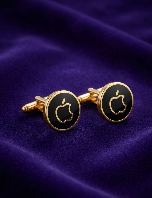 The Executive Apple Gold and Onyx Cufflinks